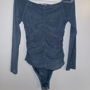 Zara Kids Navy Long Sleeve Ruched Top